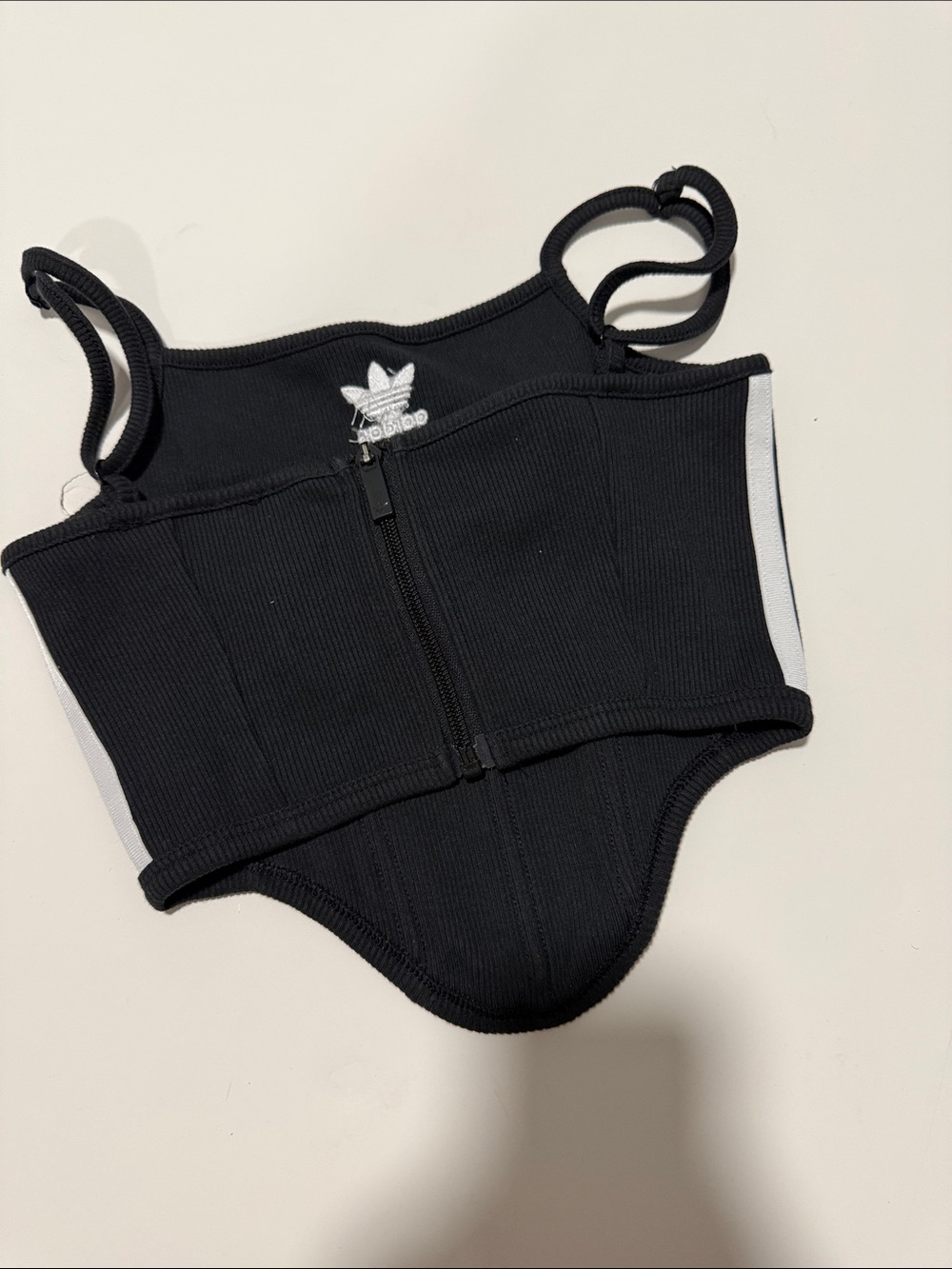 adidas Black Tank Top with White Three-Stripe Detail - Picture 2 of 3